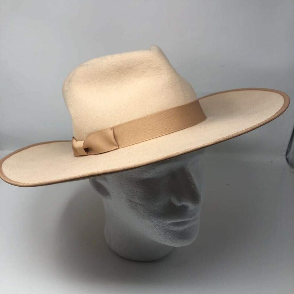 Lack‎ Of Color Unisex Panama Hat Beige Fitted Band Bow 100% Australian Wool M